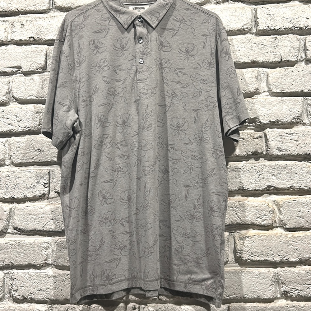 LinkSoul Men’s Rose print golf shirt, Size XL, NWOT, - Picture 4 of 10